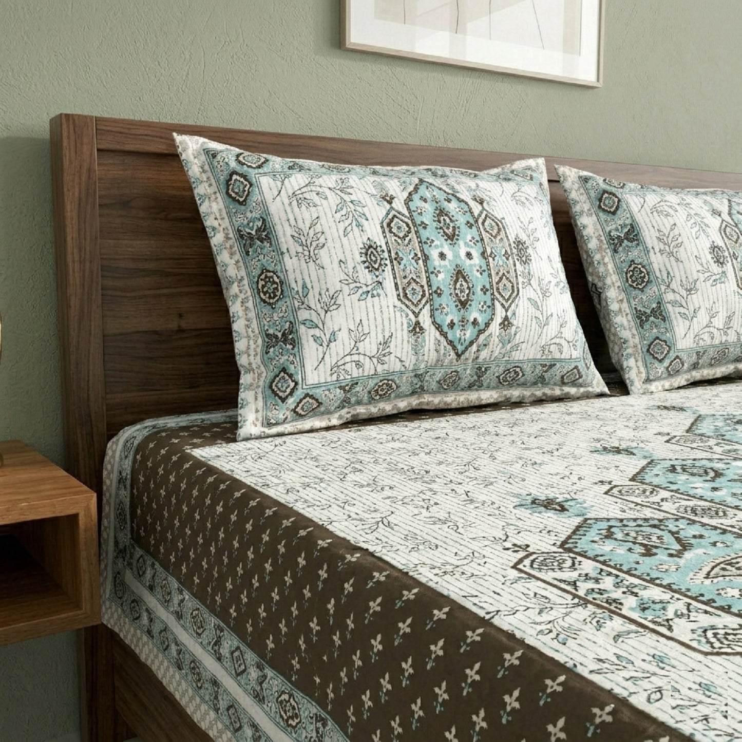 King Size 100% Cotton Double Bedsheet with 2 Pillow Covers