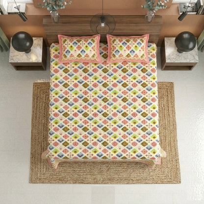 King Size 100% Cotton Double Bedsheet with 2 Pillow Covers