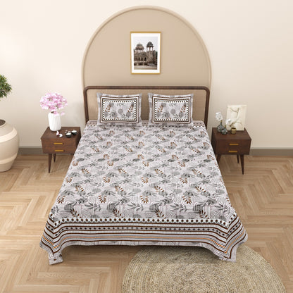 King Size 100% Cotton Double Bedsheet with 2 Pillow Covers