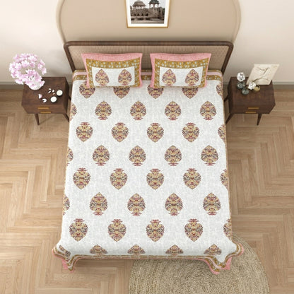King Size 100% Cotton Double Bedsheet with 2 Pillow Covers