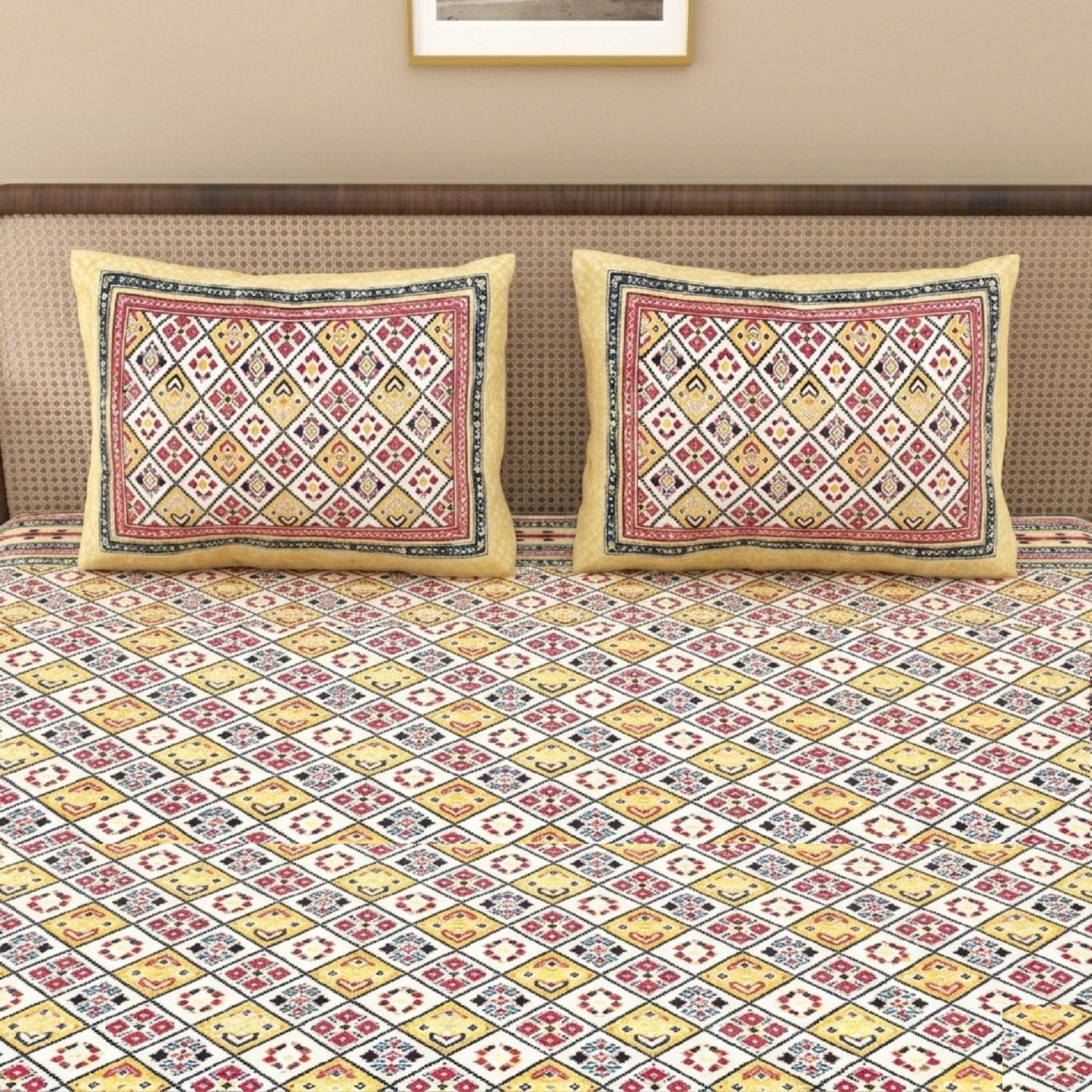 King Size 100% Cotton Double Bedsheet with 2 Pillow Covers