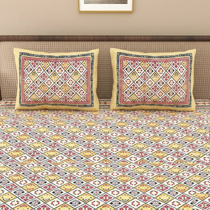 King Size 100% Cotton Double Bedsheet with 2 Pillow Covers