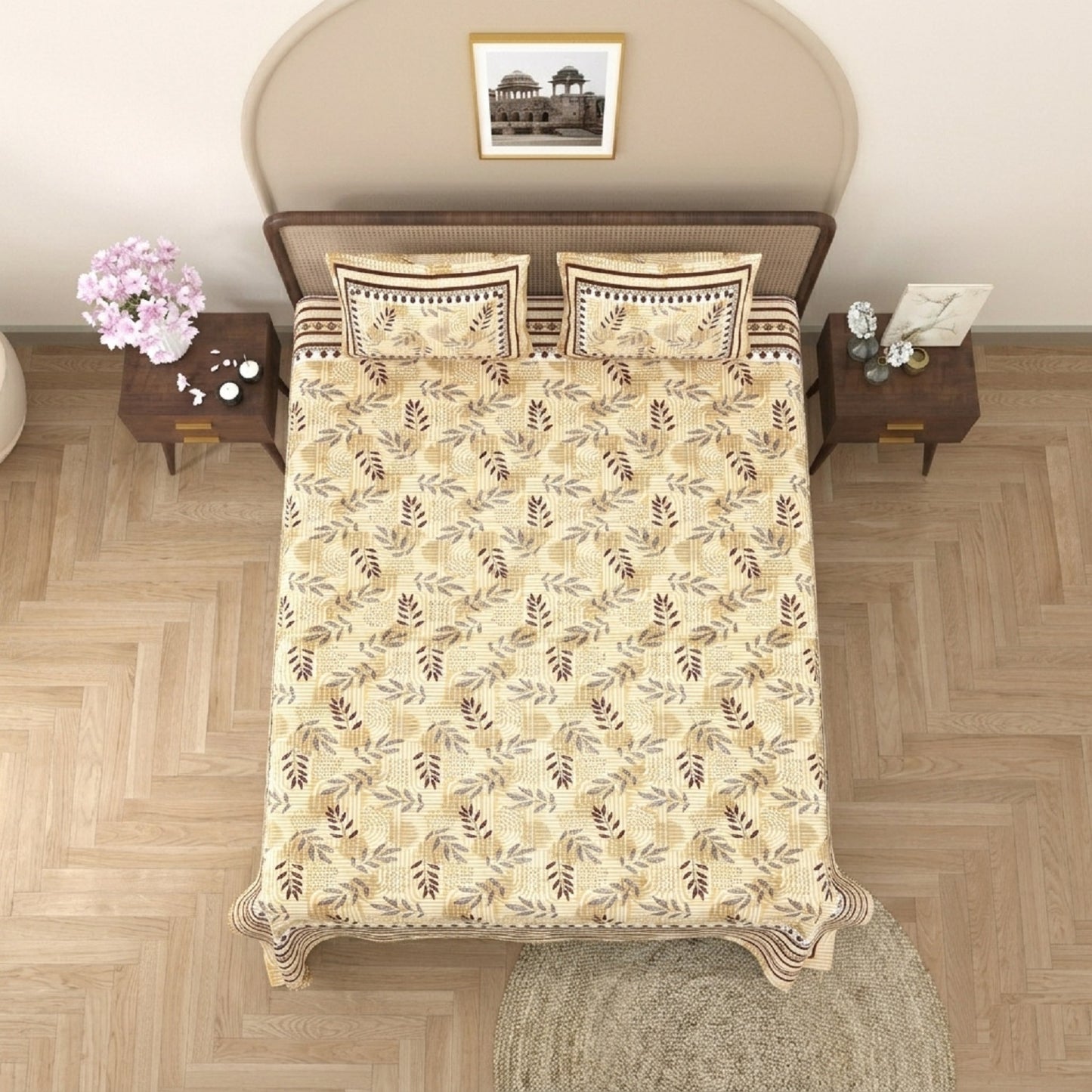 King Size 100% Cotton Double Bedsheet with 2 Pillow Covers