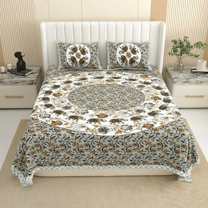 King Size 100% Cotton Double Bedsheet with 2 Pillow Covers