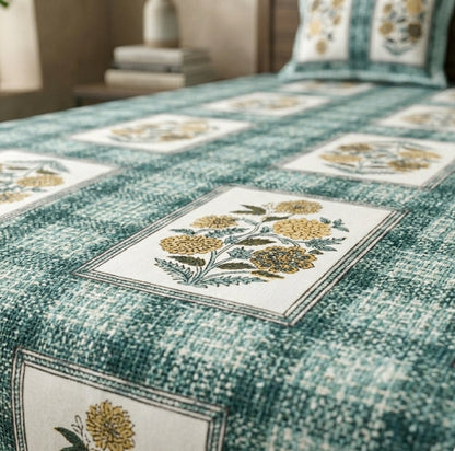 King Size 100% Cotton Double Bedsheet with 2 Pillow Covers