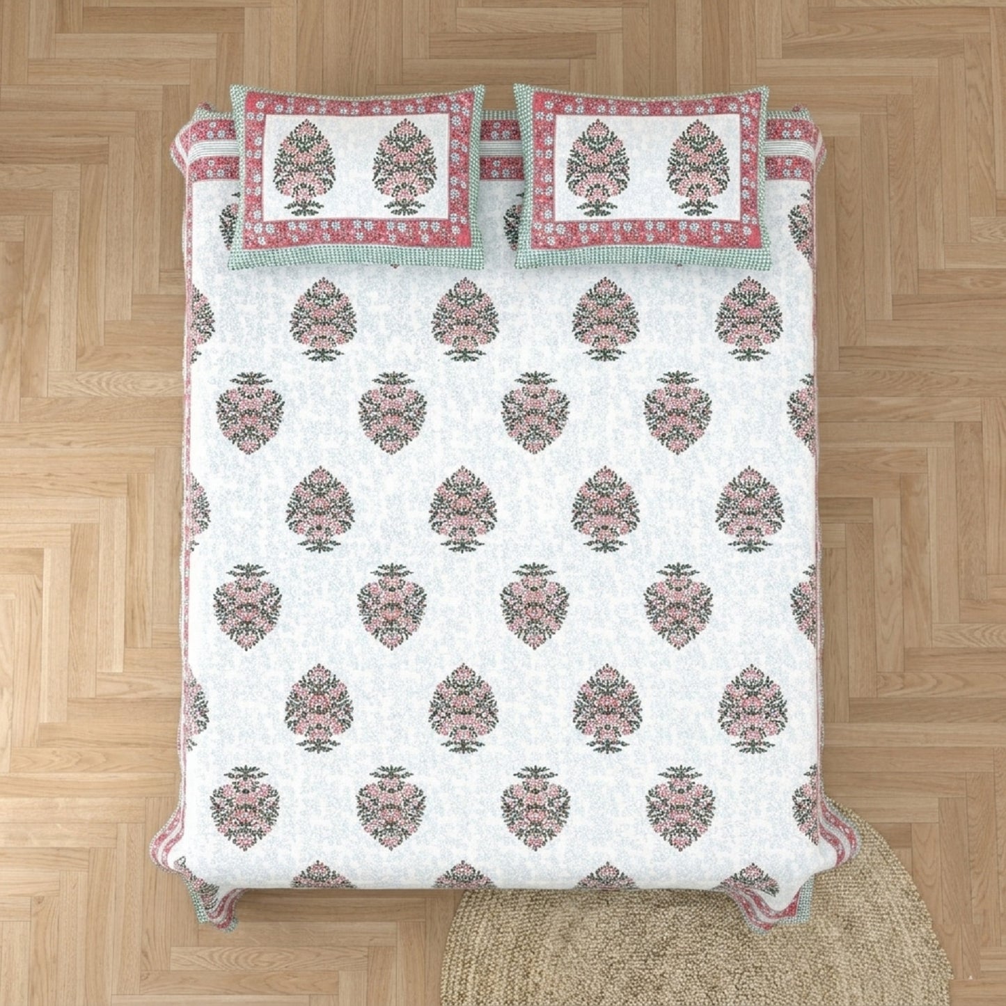 King Size 100% Cotton Double Bedsheet with 2 Pillow Covers