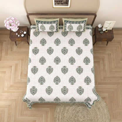King Size 100% Cotton Double Bedsheet with 2 Pillow Covers