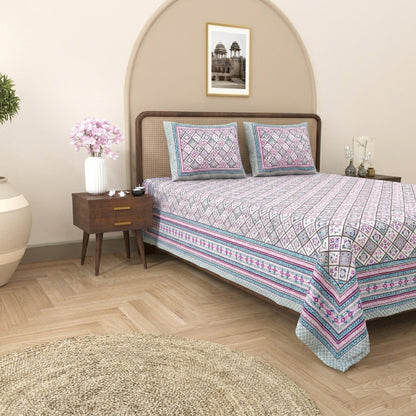 King Size 100% Cotton Double Bedsheet with 2 Pillow Covers
