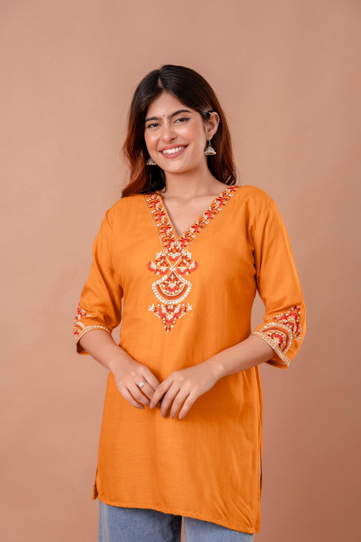 Yellow Embroidered Ethnic Top