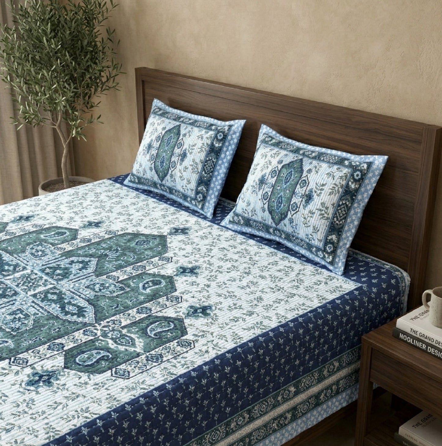 King Size 100% Cotton Double Bedsheet with 2 Pillow Covers