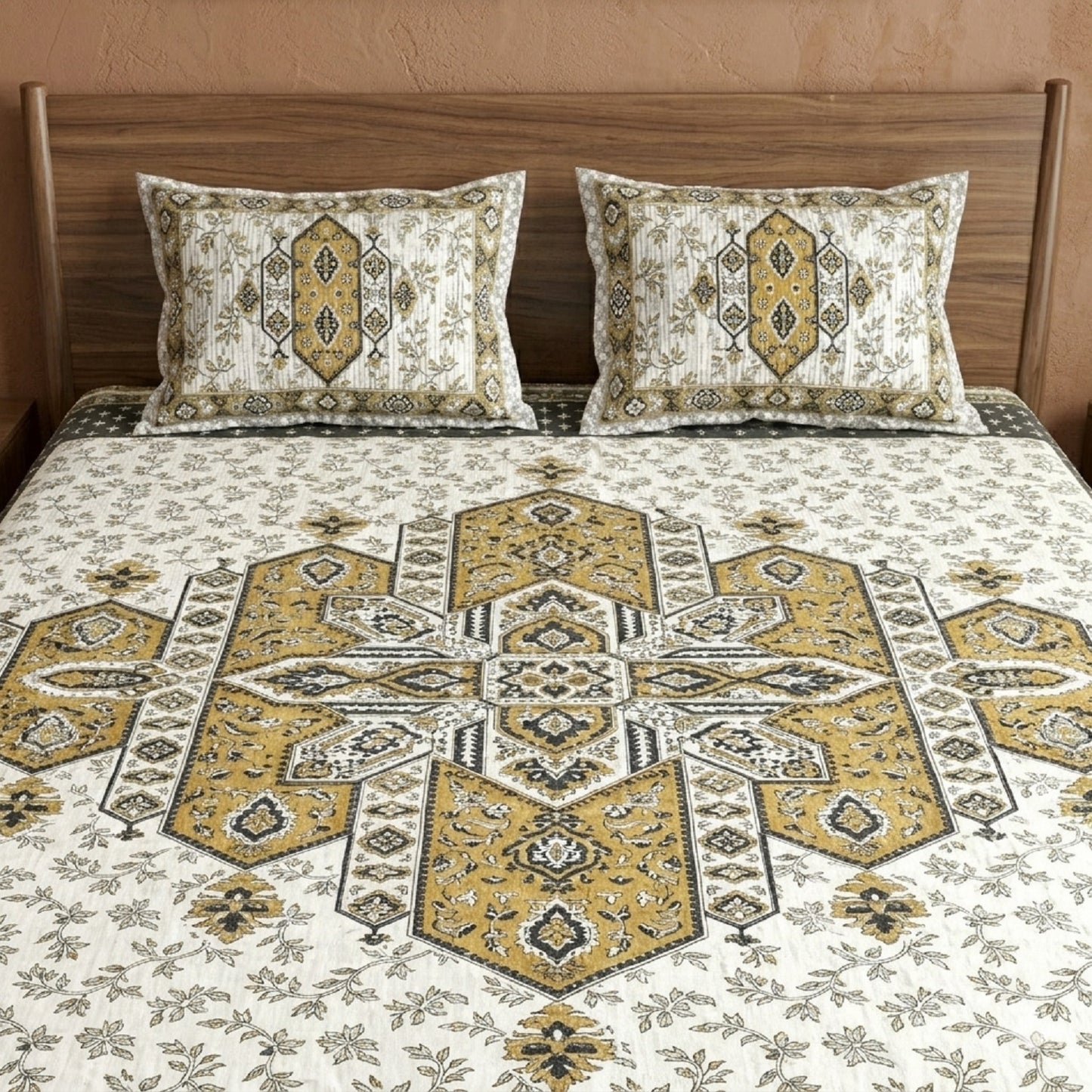King Size 100% Cotton Double Bedsheet with 2 Pillow Covers