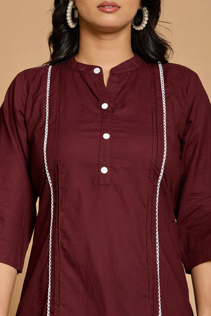 Blue Mandarin Collar Pure Cotton Cord Set