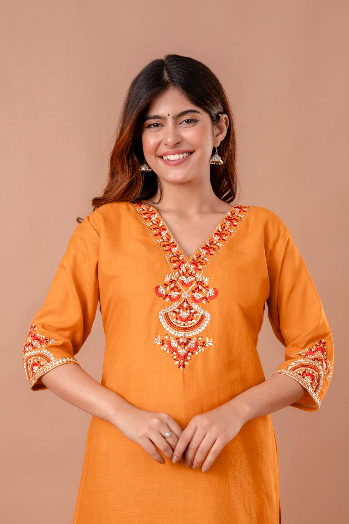 Yellow Embroidered Ethnic Top
