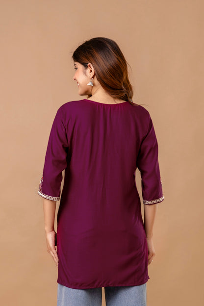 Yellow Embroidered Ethnic Top