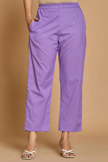 Blue Mandarin Collar Pure Cotton Cord Set